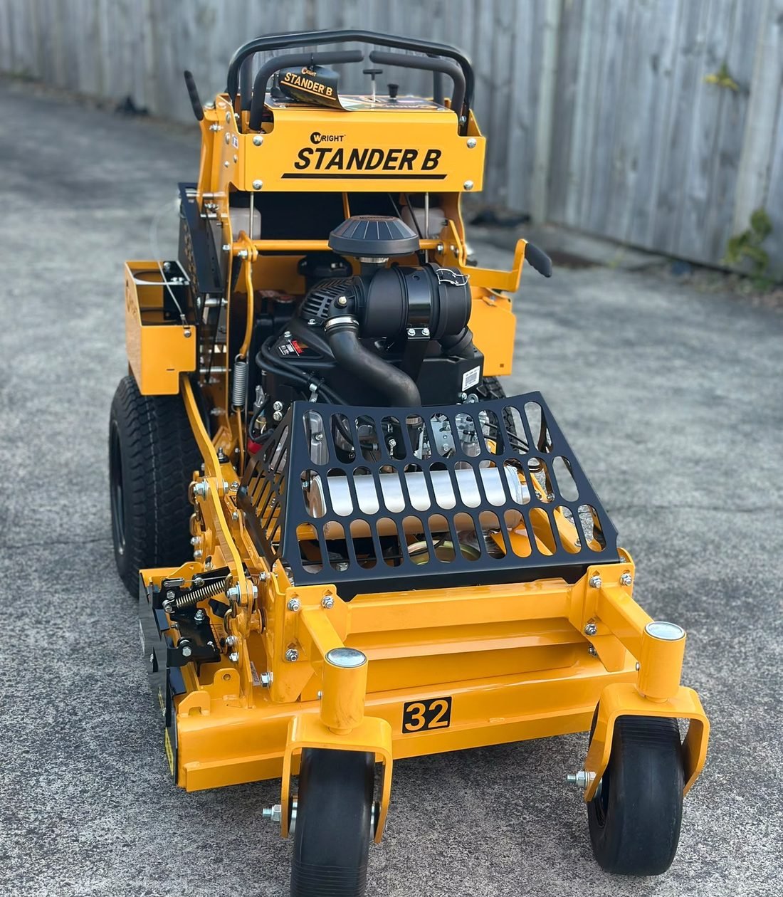 Mesh Master's Wright Stander B 32-inch stand-on mower for large section mowing in Hamilton